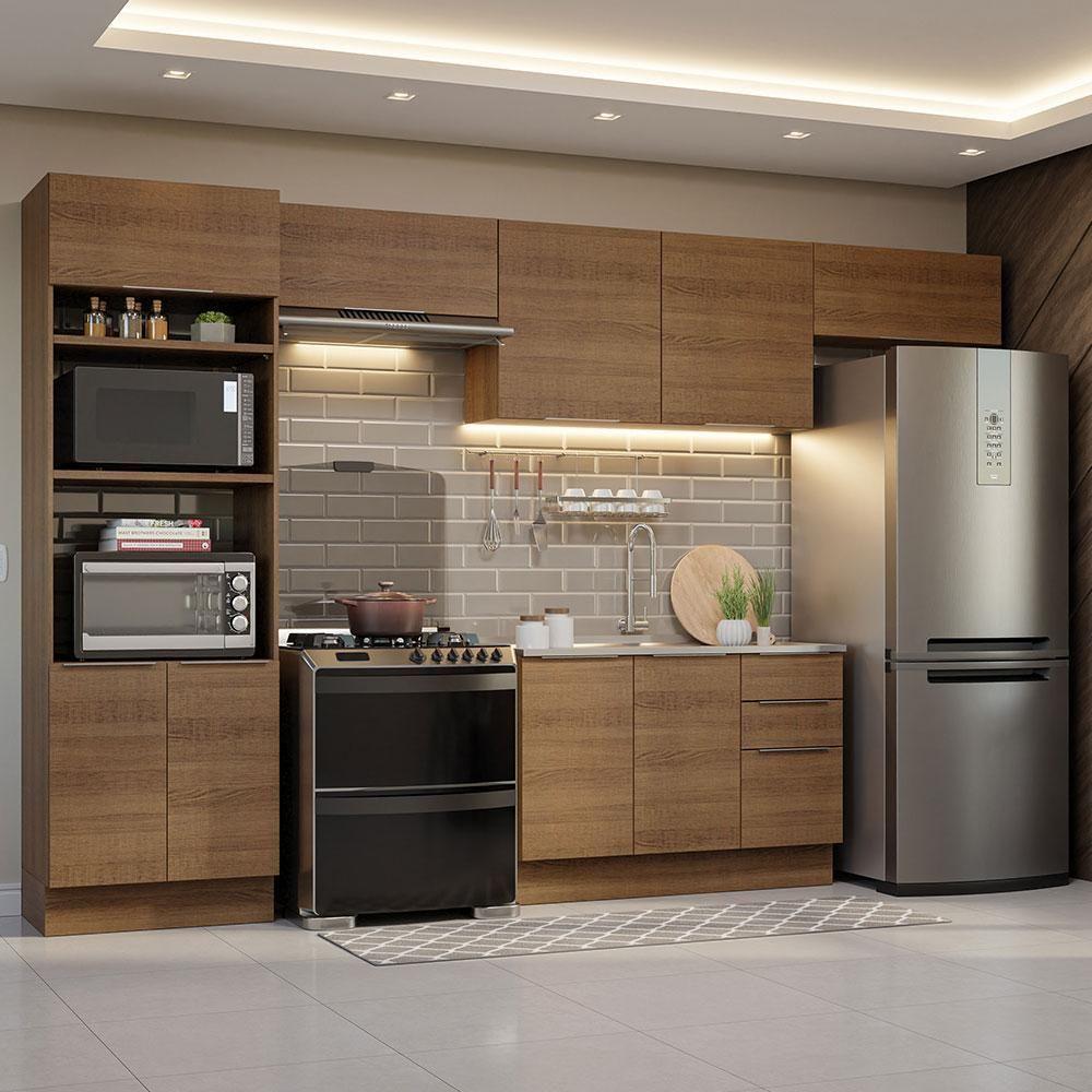 Armário De Cozinha Completa 350cm Rustic Stella Madesa 01 Rustic - 1