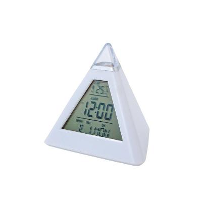 Relogio Digital Piramide De Mesa Calendario Despertador Termometro Cabeceira Banco