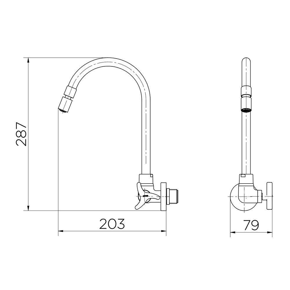Torneira Docol Nova Trio 1258306 De Parede Cromada - 4