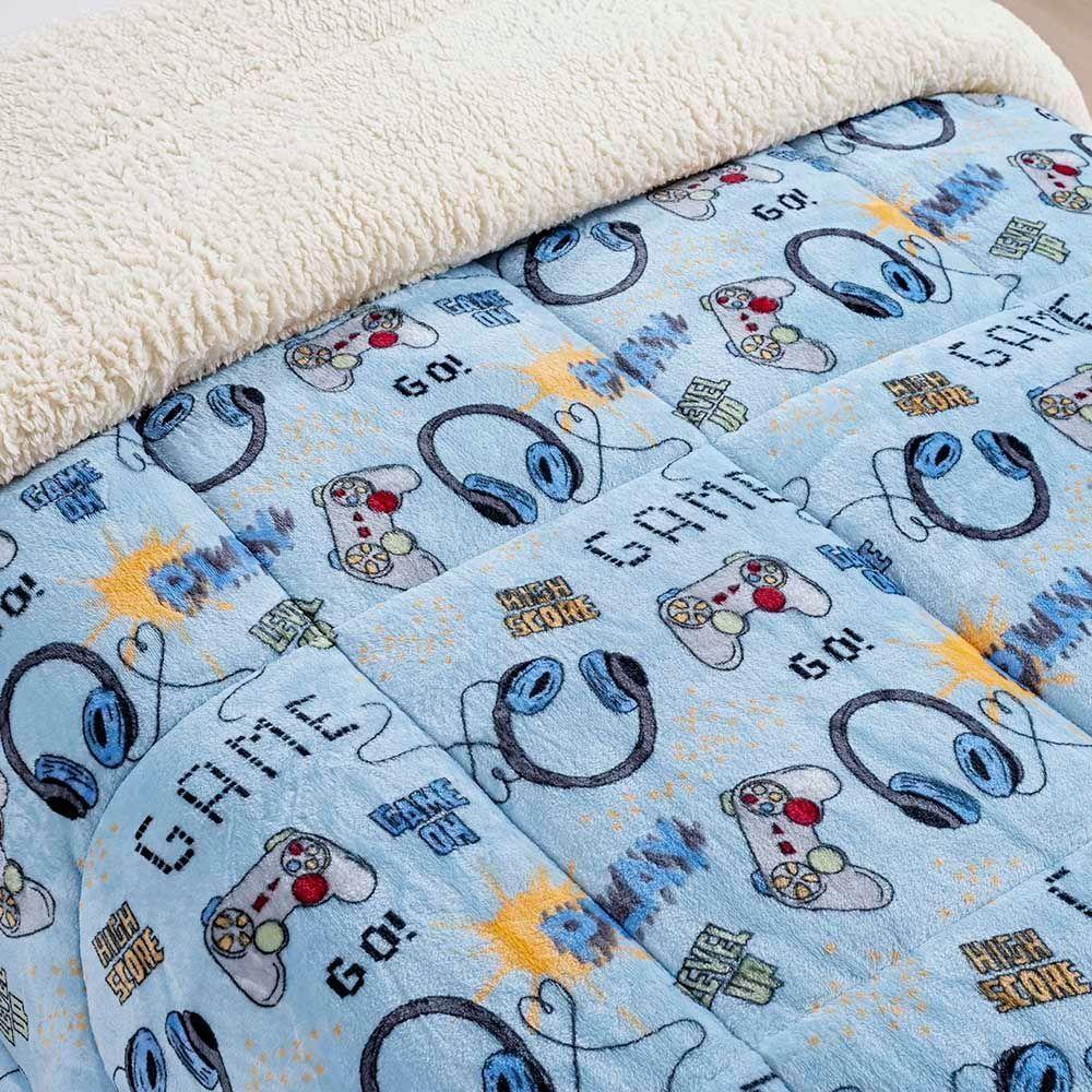 Edredom Coberdrom Diverkids Solteiro Sherpa Toque Lã Carneiro - Game - 3
