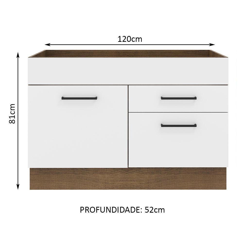 Balcão De Pia 1 Porta E 2 Gavetas Rustic/branco - 10