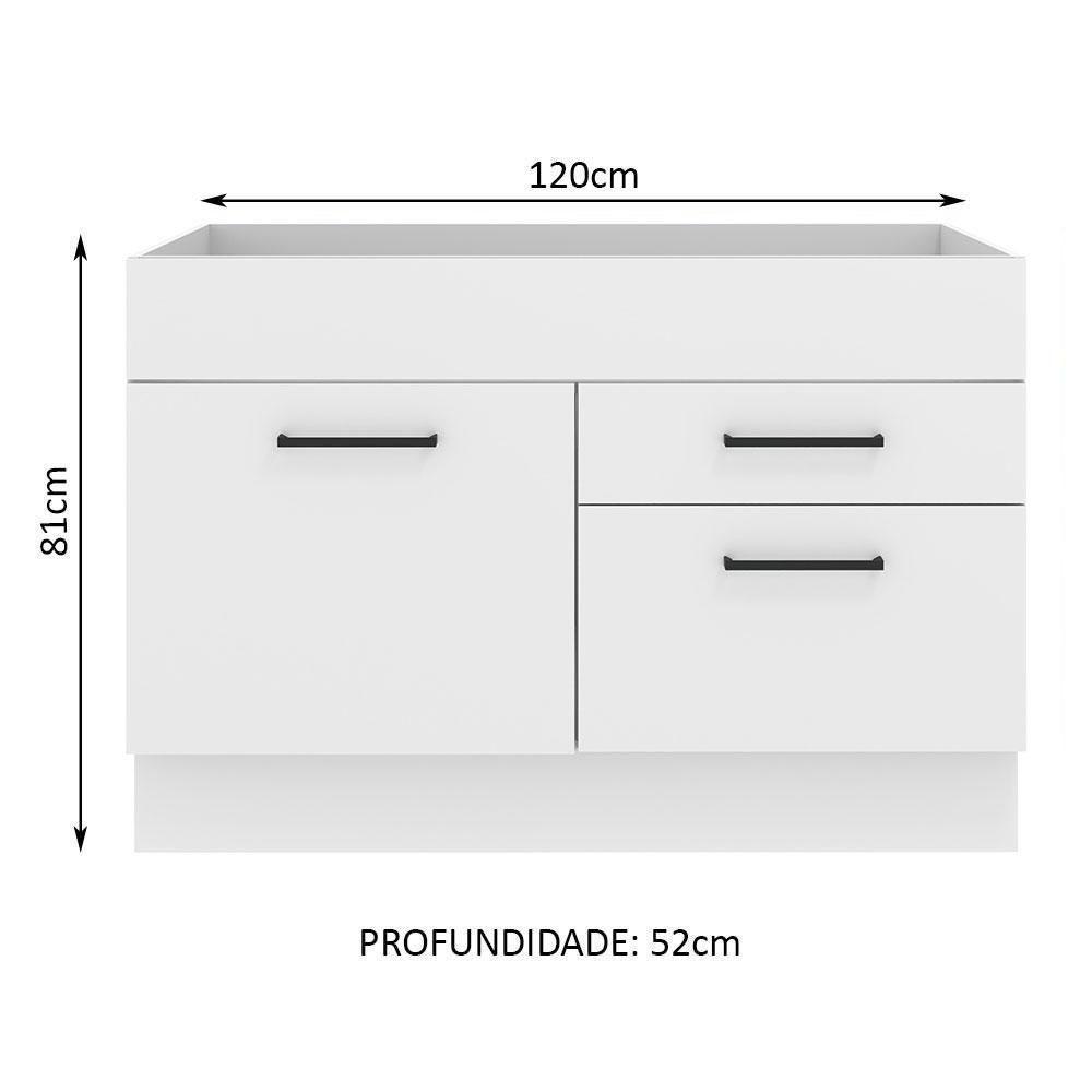 Balcão De Pia 1 Porta E 2 Gavetas Branco Rustic/branco - 10