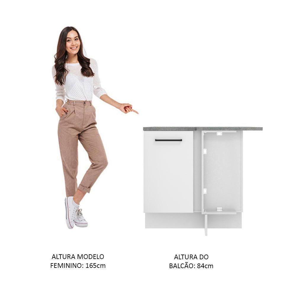 Balcão De Canto Madesa Agata 1 Porta - Branco Rustic/branco - 7