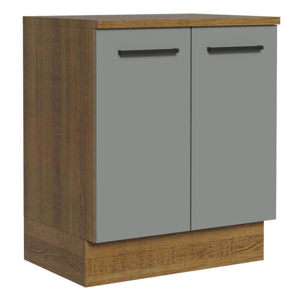 Balcão de Cozinha Agata 70cm 2 Portas Rustic Cinza - 1