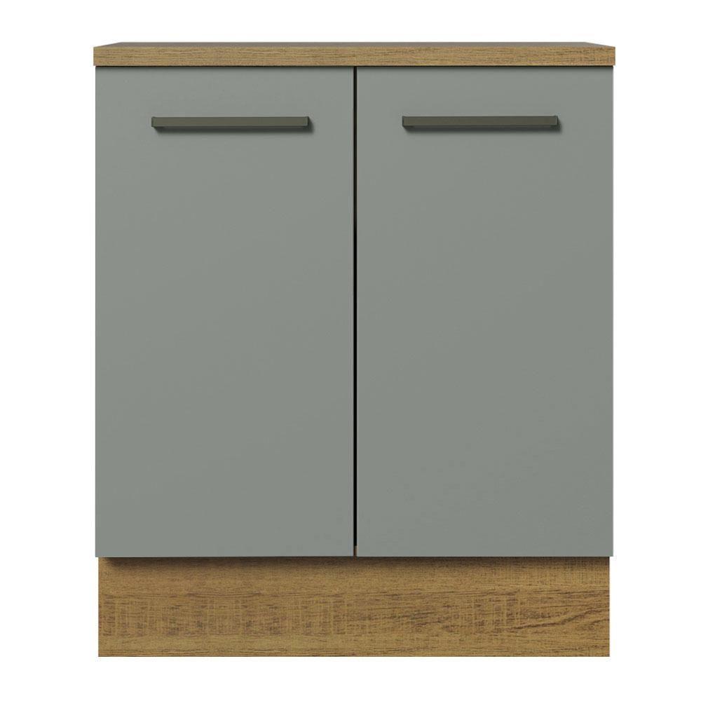Balcão de Cozinha Agata 70cm 2 Portas Rustic Cinza - 9