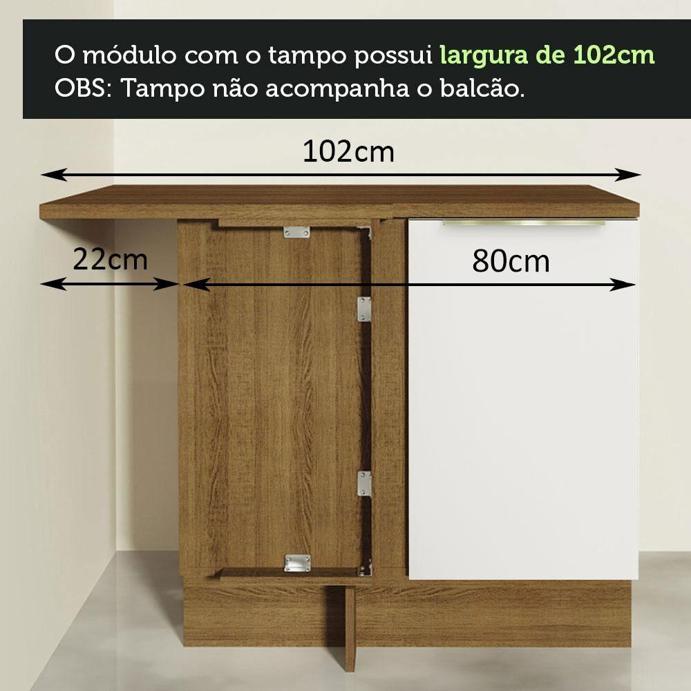 Balcão De Canto 1PTA Rustic/Branco Veludo Lux Madesa Rustic - 5