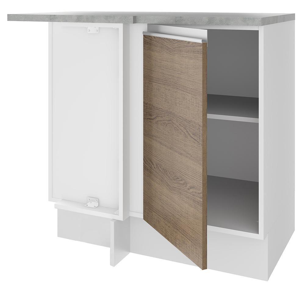 Balcão de Canto Glamy 1 Porta Branco e Rustic Madesa - 6