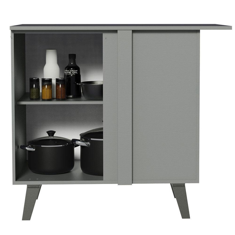 Balcão De Canto 1 Porta Com Pés Cinza Nice Madesa Cinza - 7