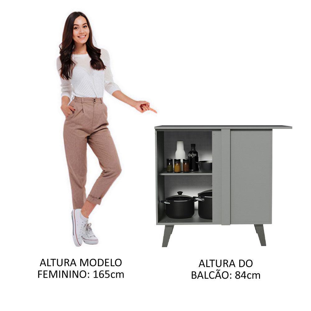 Balcão De Canto 1 Porta Com Pés Cinza Nice Madesa Cinza - 8