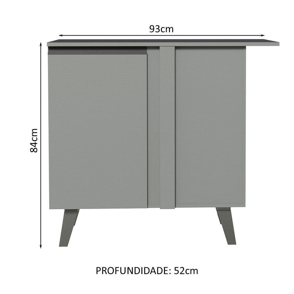 Balcão De Canto 1 Porta Com Pés Cinza Nice Madesa Cinza - 10