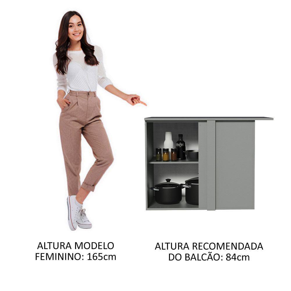 Balcão De Canto 1 Porta Suspenso Cinza Nice Madesa Cinza - 8