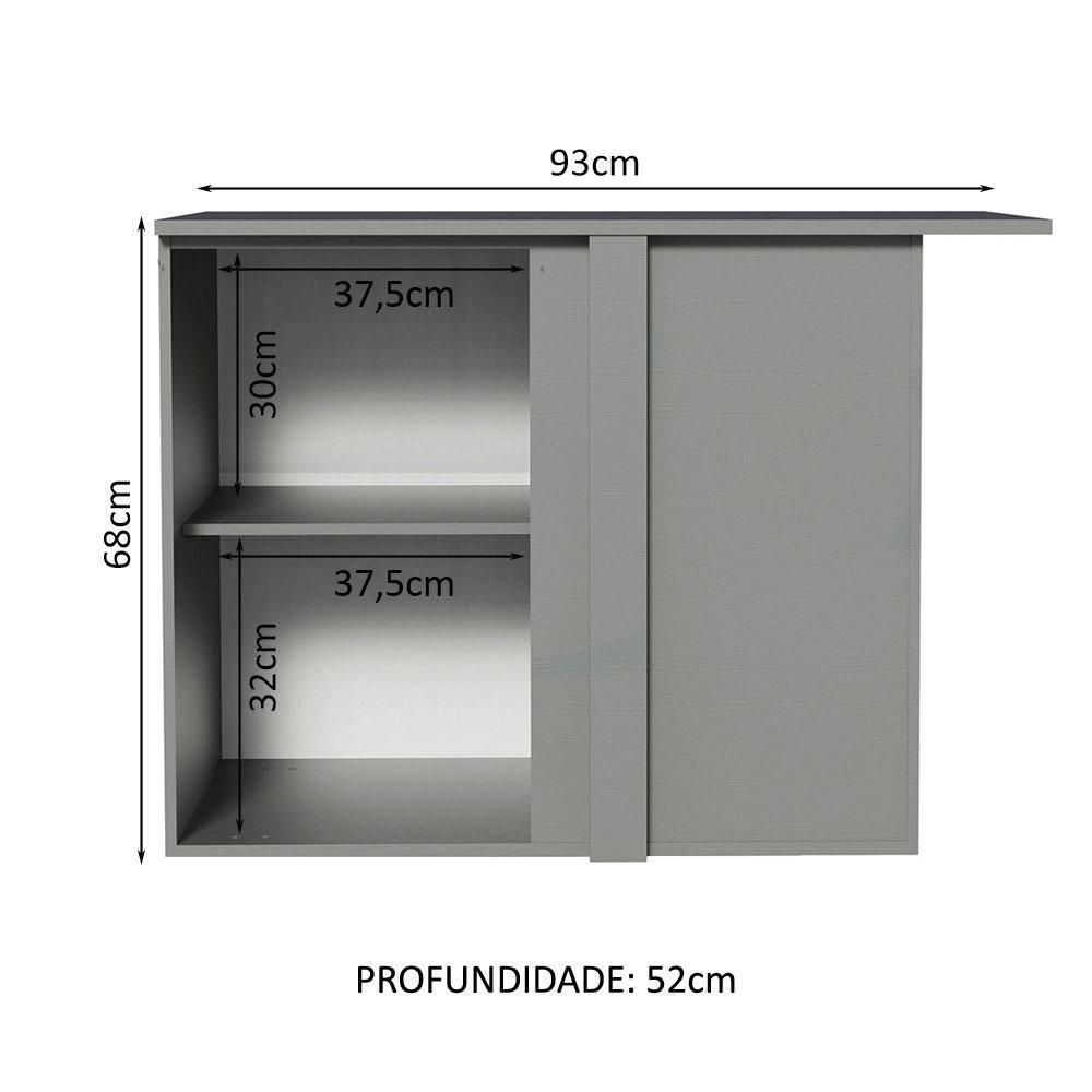 Balcão De Canto 1 Porta Suspenso Cinza Nice Madesa Cinza - 9