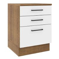 Balcão Agata 60 Cm 3 Gavetas - Rustic/branco Rustic/branco - 1