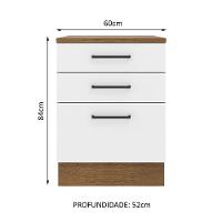 Balcão Agata 60 Cm 3 Gavetas - Rustic/branco Rustic/branco - 10