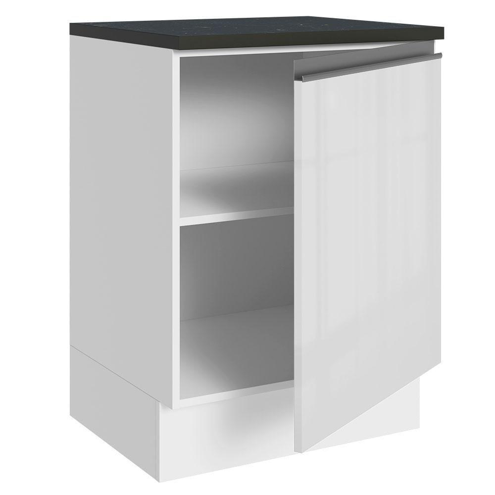 Balcão Acordes 100% Mdf 60cm 1 Porta Frente Branco Brilho - 8