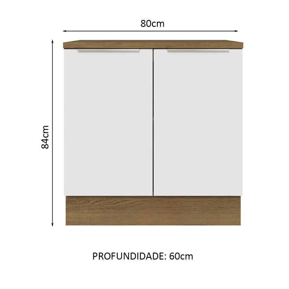 Balcão 80Cm 2PTSRustic/Branco Veludo Lux Madesa Rustic - 10