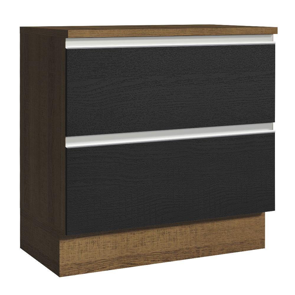 Balcão 80Cm 2GVT Rustic/Preto Glamy Madesa Rustic/Preto - 1