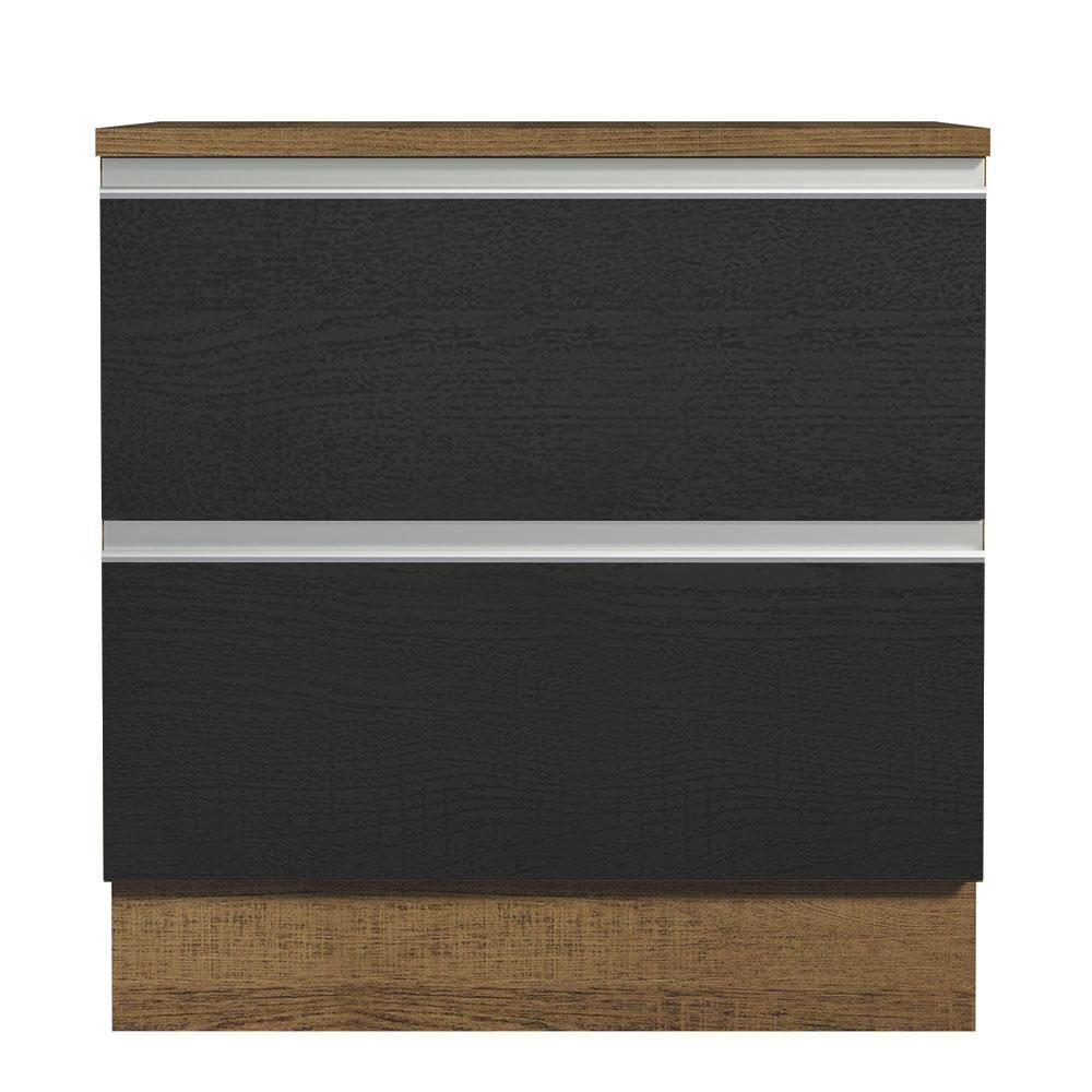 Balcão 80Cm 2GVT Rustic/Preto Glamy Madesa Rustic/Preto - 7