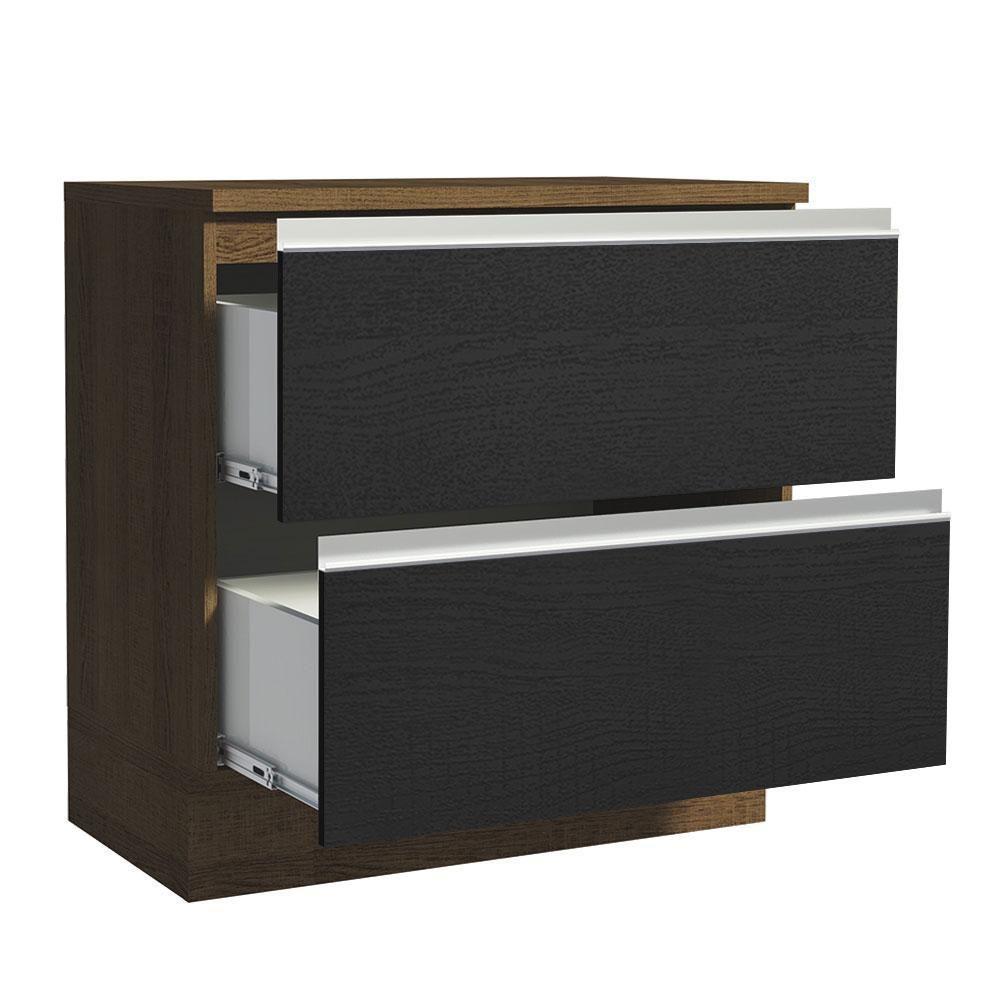 Balcão 80Cm 2GVT Rustic/Preto Glamy Madesa Rustic/Preto - 9