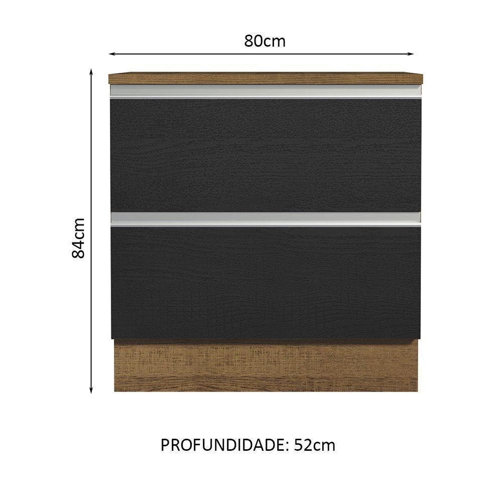 Balcão 80Cm 2GVT Rustic/Preto Glamy Madesa Rustic/Preto - 10