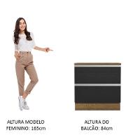 Balcão 80Cm 2GVT Rustic/Preto Glamy Madesa Rustic/Preto - 8