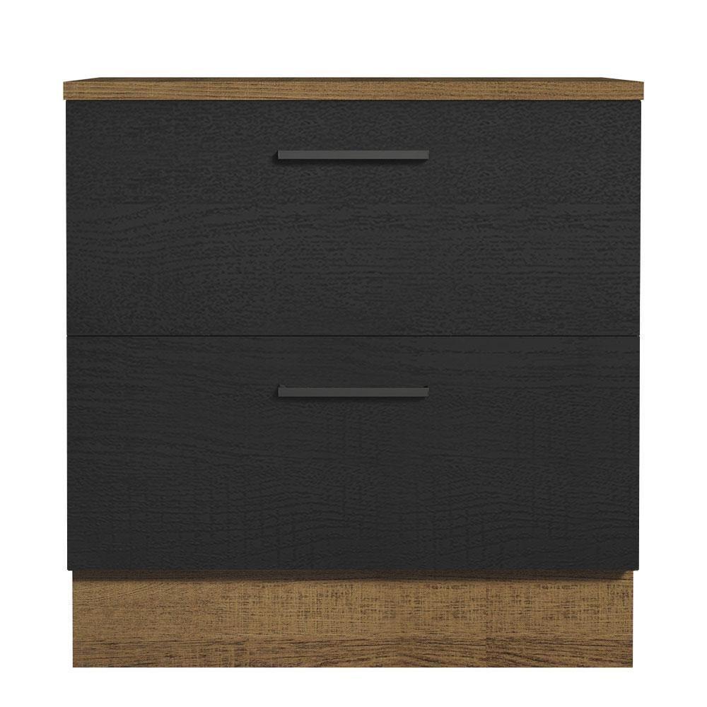 Balcão 80Cm 2GVT Rustic/Preto Agata Madesa Rustic/Preto - 7