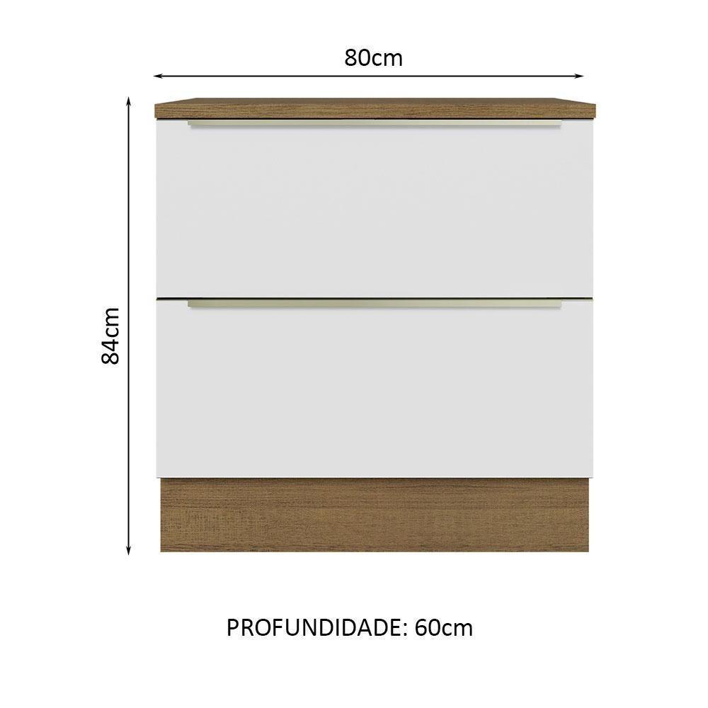 Balcão 80Cm 2GVT Rustic/Branco Veludo Lux Madesa Rustic - 10