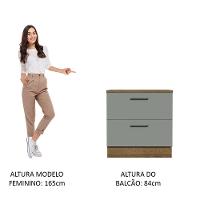 Balcão 80Cm 2GVT Rustic/Cinza Agata Madesa Rustic/Cinza - 7