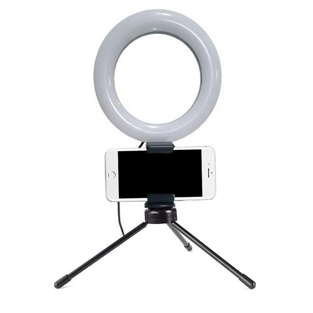 Luz Ring Light 16cm Tripé De Mesa Com Suporte Celular Gravar Vídeo - 2