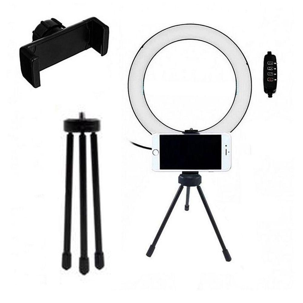 Luz Ring Light 16cm Tripé De Mesa Com Suporte Celular Gravar Vídeo - 3