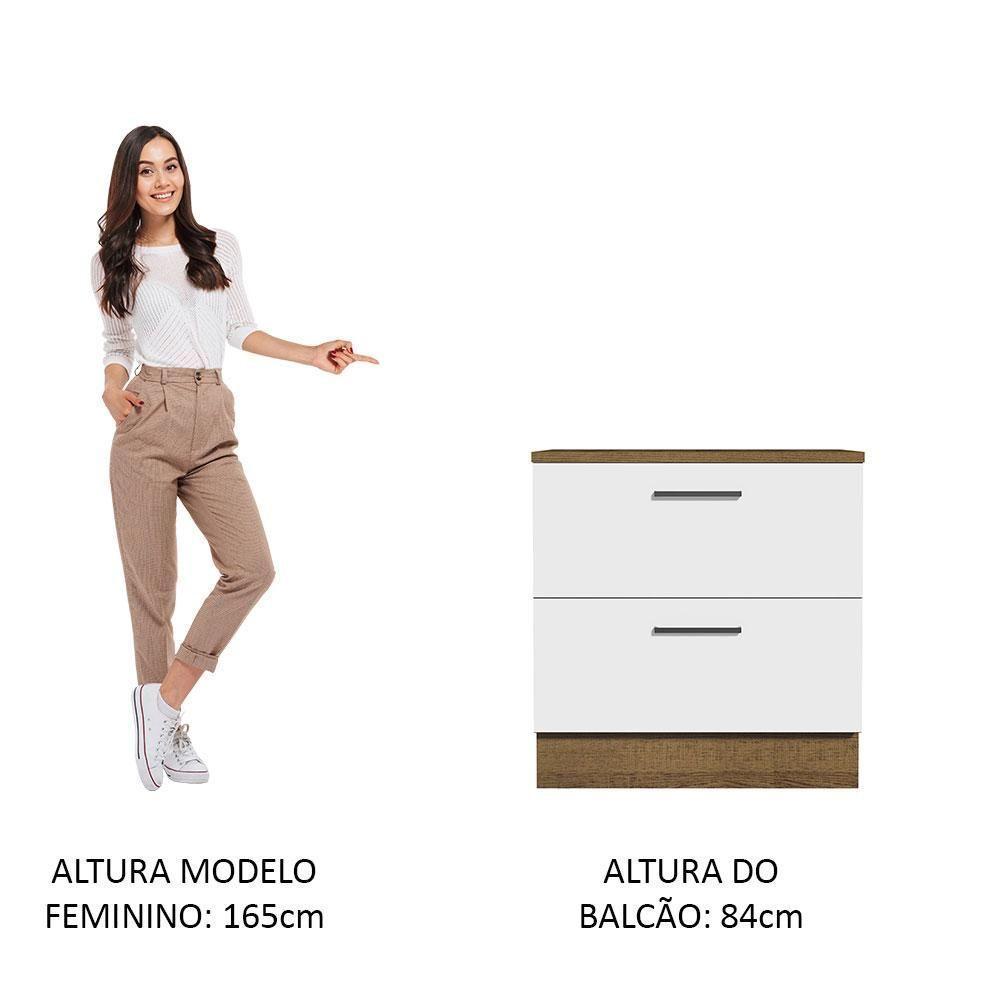 Balcão 80Cm 2GVT Rustic/Branco Agata Madesa Rustic/Branco - 7