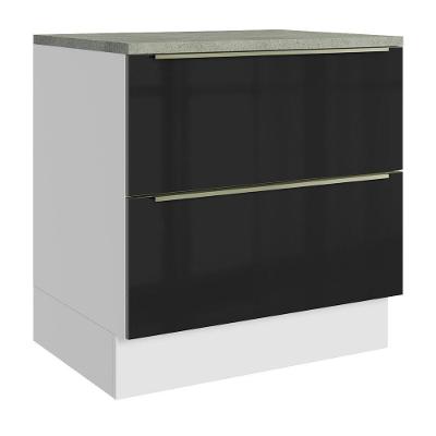 Balcão 80Cm 2GVT Branco/Preto Lux Madesa Branco/Preto