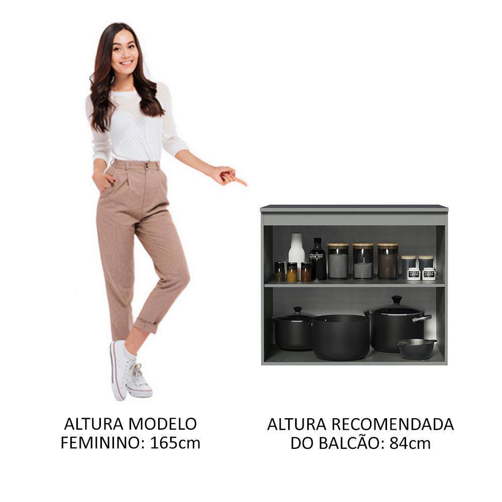 Balcão 80 Cm 2 Portas Suspenso Cinza Nice Madesa Cinza - 8