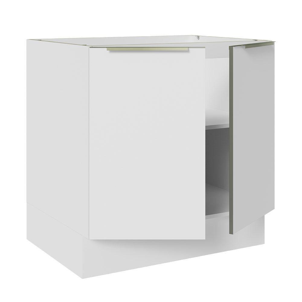 Balcão 80 Cm 2 Portas (sem Tampo) Branco/Branco Veludo - 6