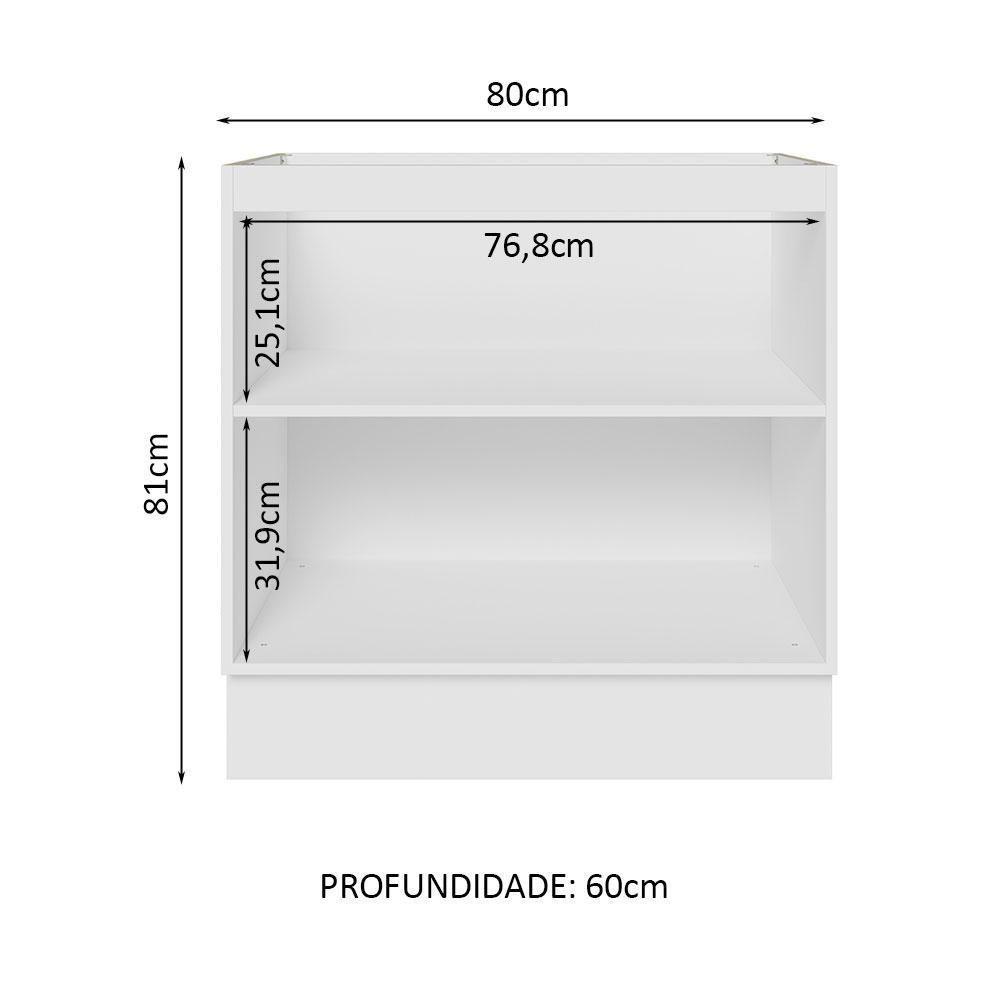 Balcão 80 Cm 2 Portas (sem Tampo) Branco/Branco Veludo - 10