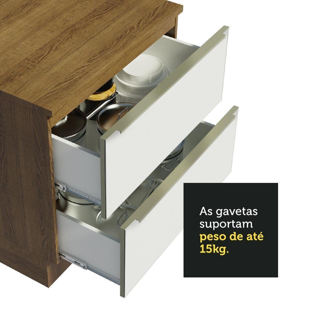 Balcão 80 Cm 2 Gavetas (sem Tampo) Rustic/Branco Veludo - 5