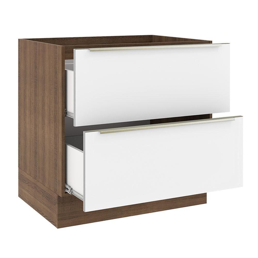Balcão 80 Cm 2 Gavetas (sem Tampo) Rustic/Branco Veludo - 9