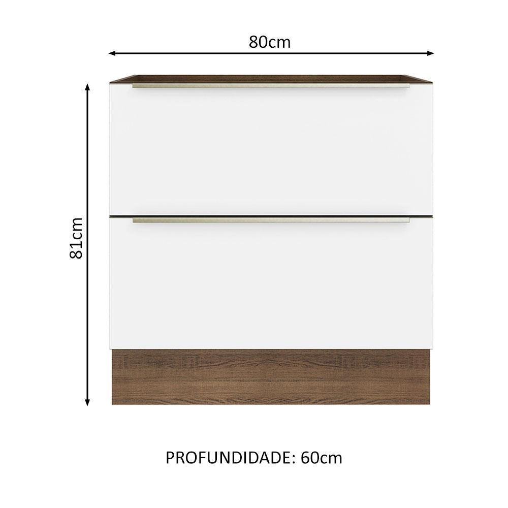Balcão 80 Cm 2 Gavetas (sem Tampo) Rustic/Branco Veludo - 10