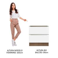 Balcão 80 Cm 2 Gavetas (sem Tampo) Rustic/Branco Veludo - 8