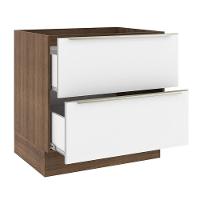Balcão 80 Cm 2 Gavetas (sem Tampo) Rustic/Branco Veludo - 9