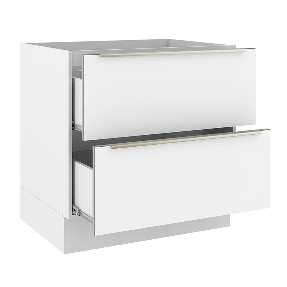 Balcão 80 Cm 2 Gavetas (sem Tampo) Branco/Branco Veludo - 9