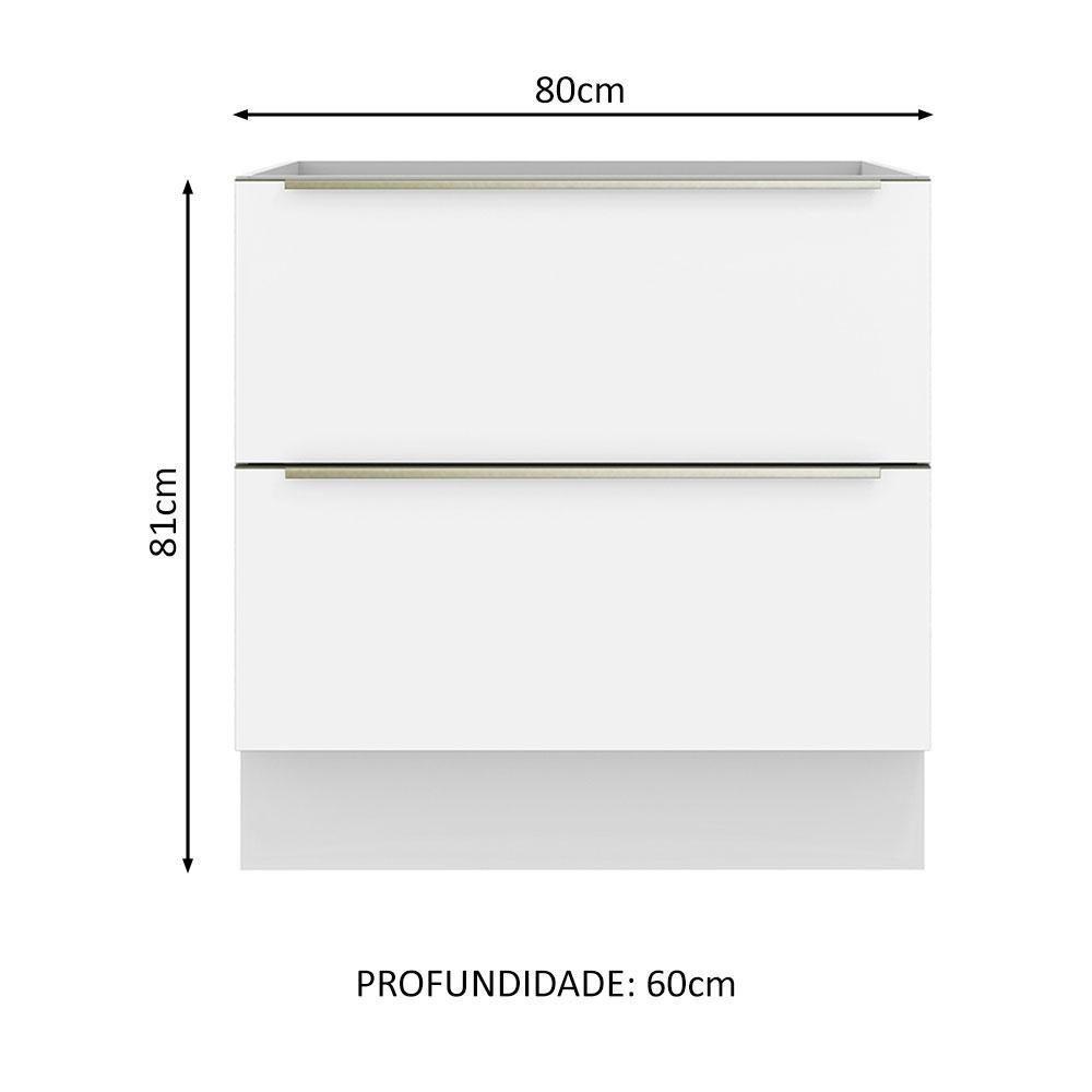 Balcão 80 Cm 2 Gavetas (sem Tampo) Branco/Branco Veludo - 10