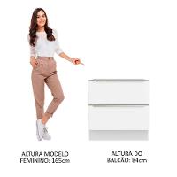Balcão 80 Cm 2 Gavetas (sem Tampo) Branco/Branco Veludo - 8