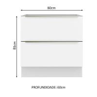 Balcão 80 Cm 2 Gavetas (sem Tampo) Branco/Branco Veludo - 10