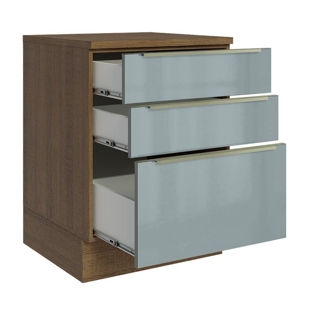 Balcão 60Cm 3GVT Rustic/Cinza Lux Madesa Rustic/Cinza - 9