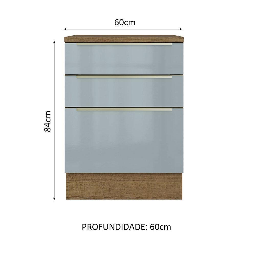 Balcão 60Cm 3GVT Rustic/Cinza Lux Madesa Rustic/Cinza - 10