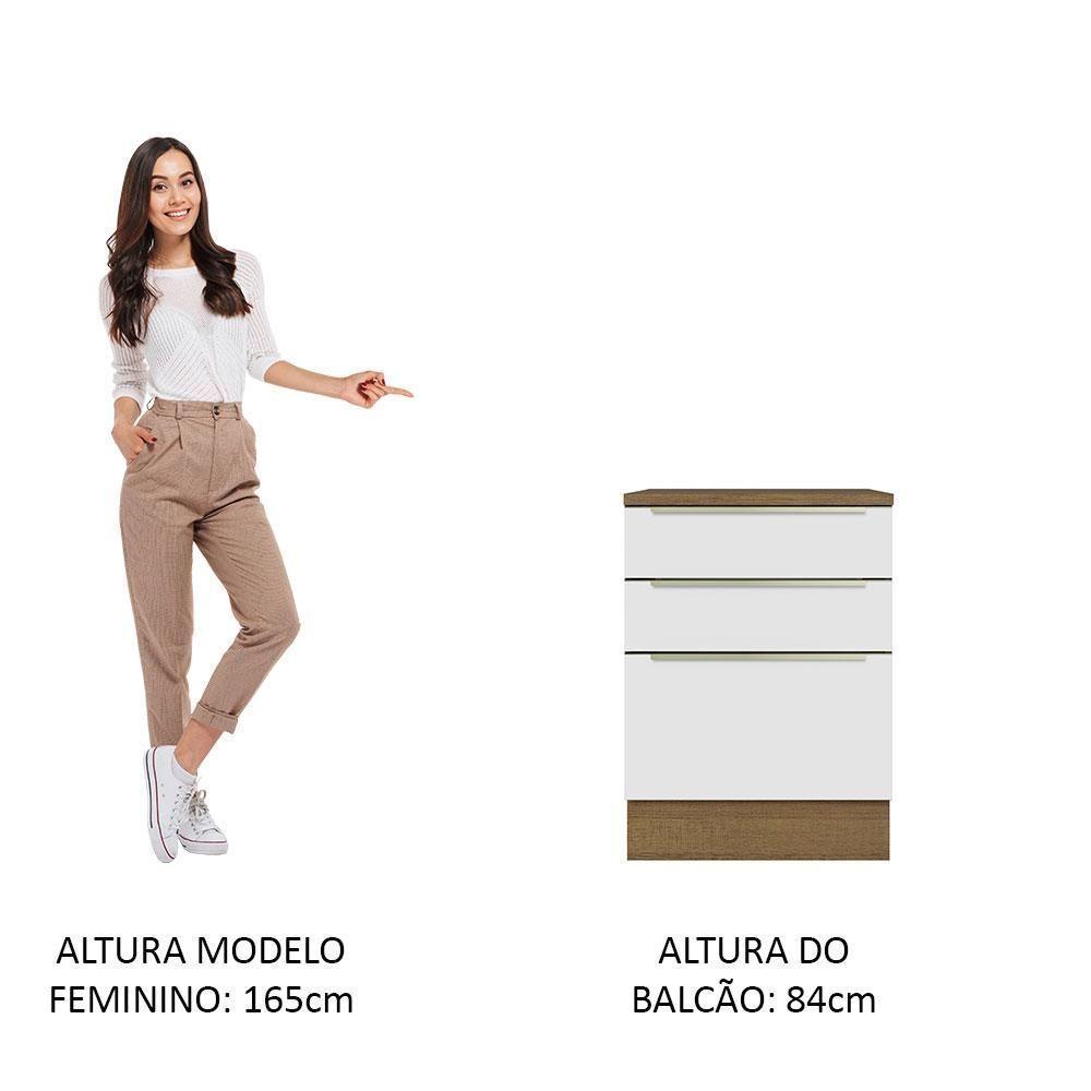 Balcão 60Cm 3GVT Rustic/Branco Veludo Lux Madesa Rustic - 8