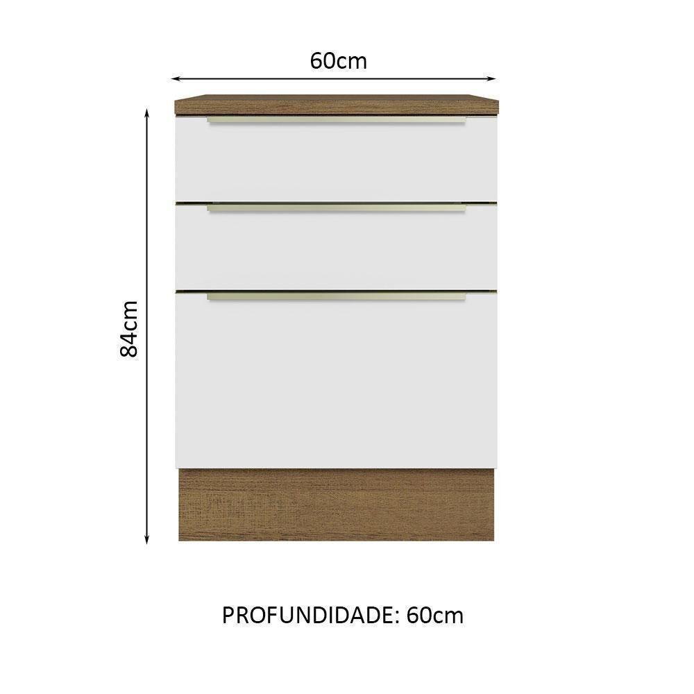 Balcão 60Cm 3GVT Rustic/Branco Veludo Lux Madesa Rustic - 10