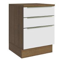 Balcão 60Cm 3GVT Rustic/Branco Veludo Lux Madesa Rustic - 1