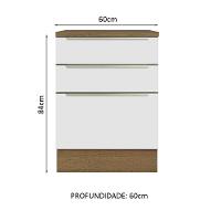 Balcão 60Cm 3GVT Rustic/Branco Veludo Lux Madesa Rustic - 10